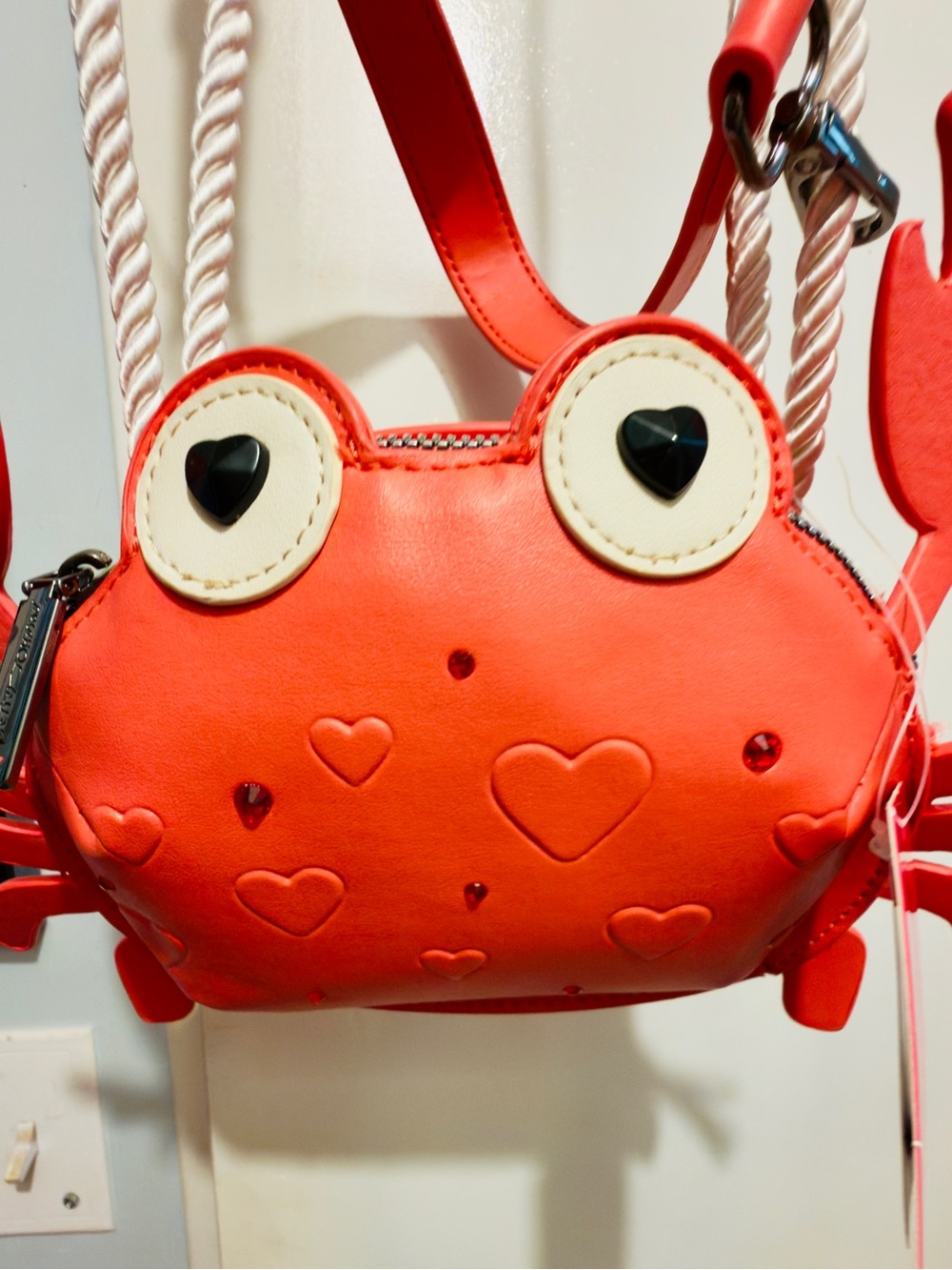 Betsey Johnson Red Crab Crossbody Bag with Rope Strap - Picture 4 of 13